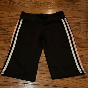 Black Athletic Shorts with Pink and White Stripes